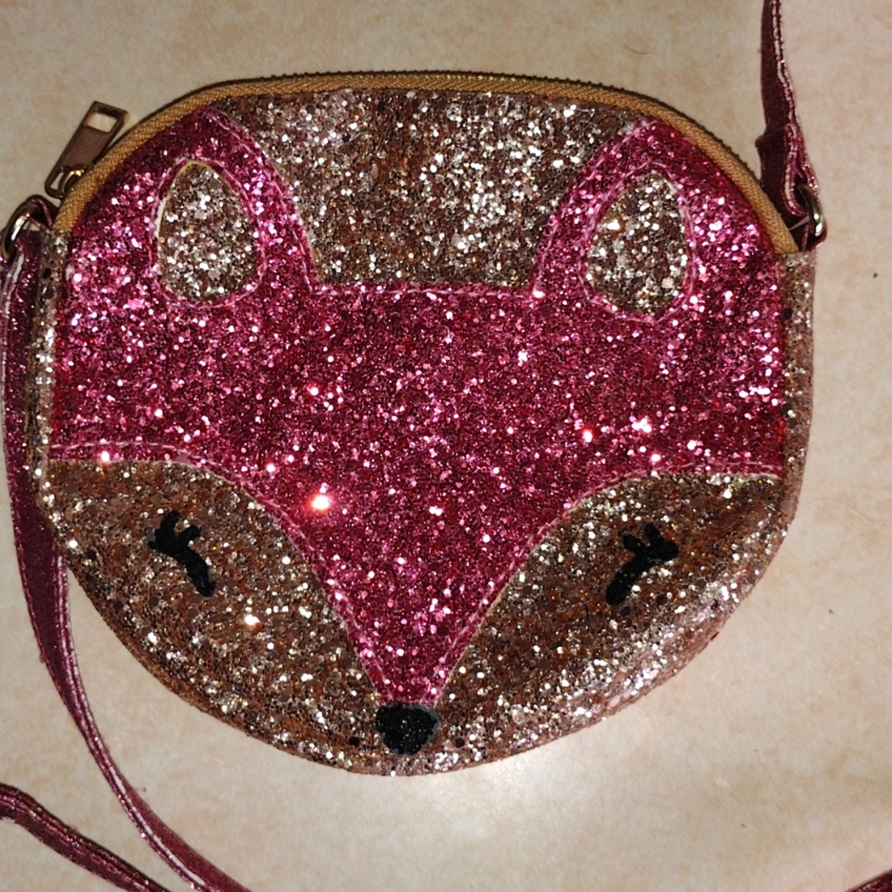 Lands End girls sparkle fox purse